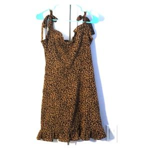 Cheetah Print shoulder tie dress